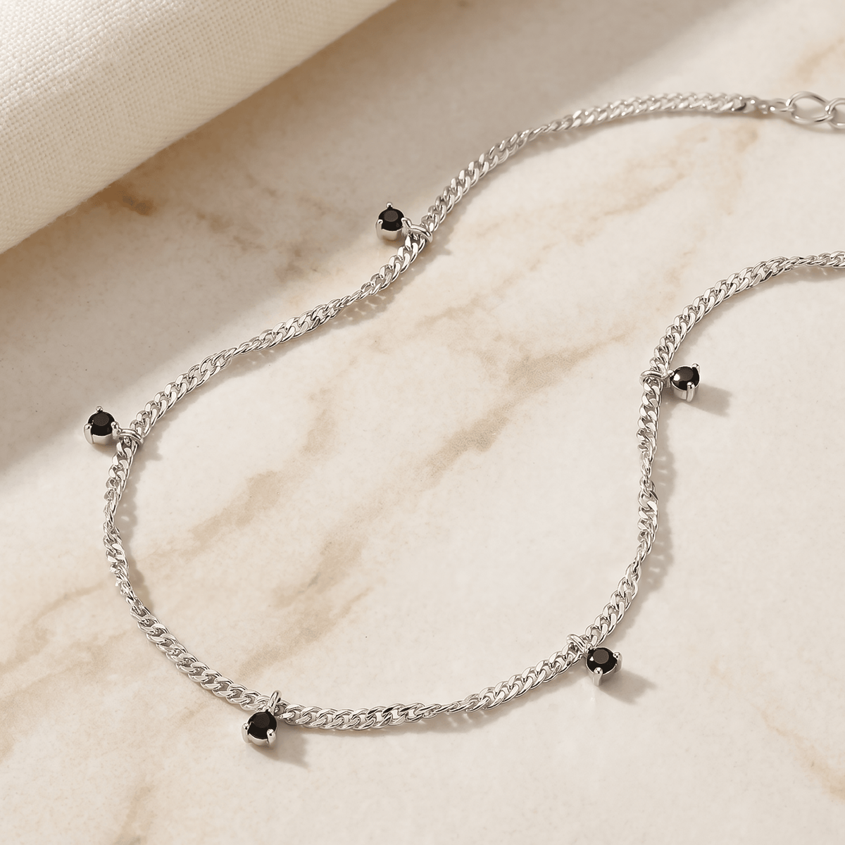 Black Spinel Anklet - Flowing