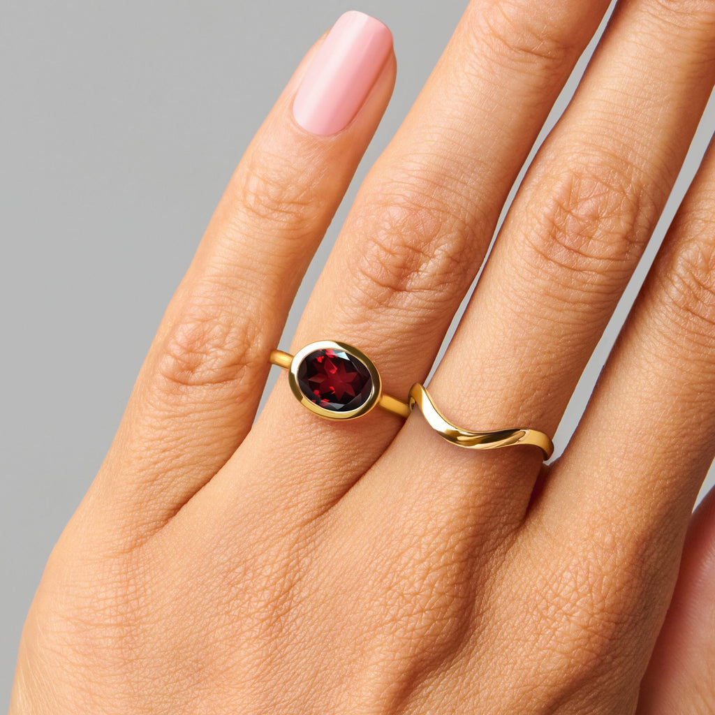 Garnet Skin-Touch & Waves Rings