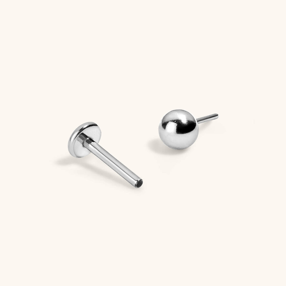 Sphere Push Pin Flat Back Earring, 3mm