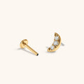 Pave Moon Push Pin Flat Back Earring
