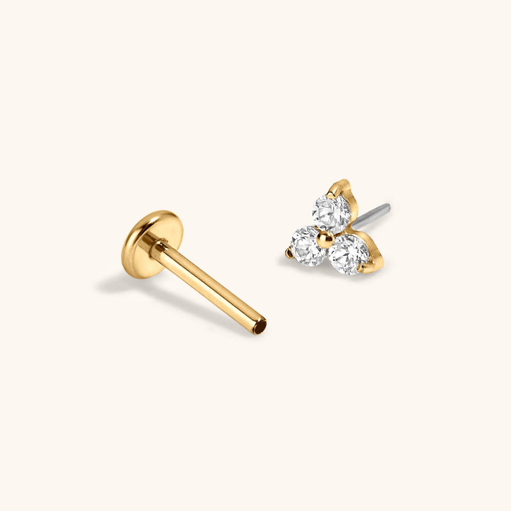 Crystal Trinity Push Pin Flat Back Earring