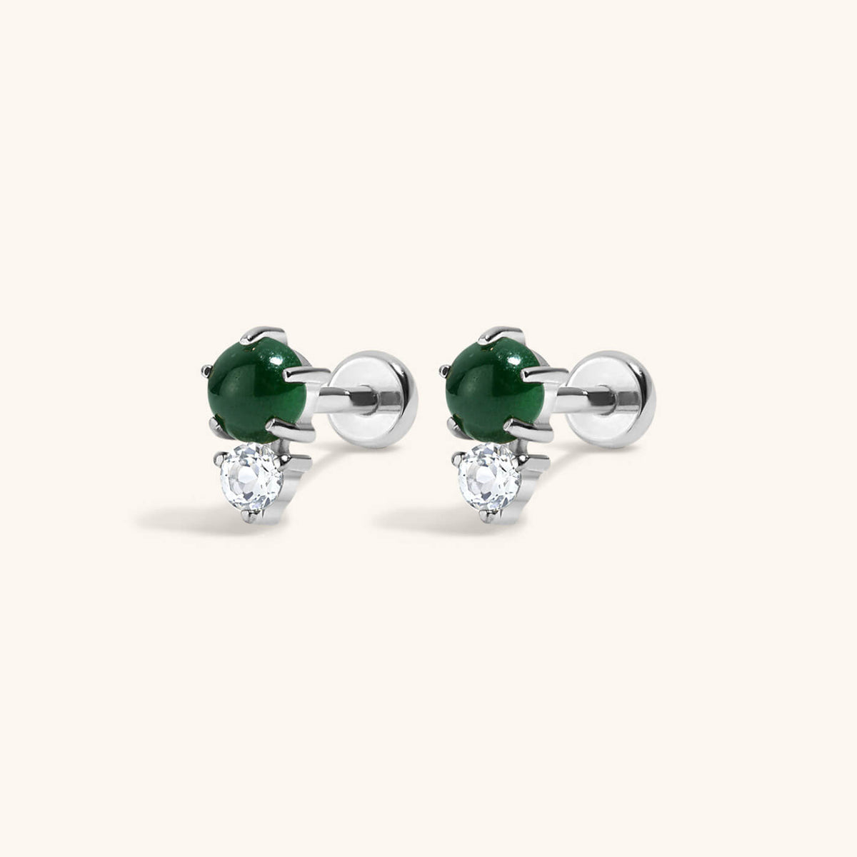 Jade and White Topaz Nap Earrings