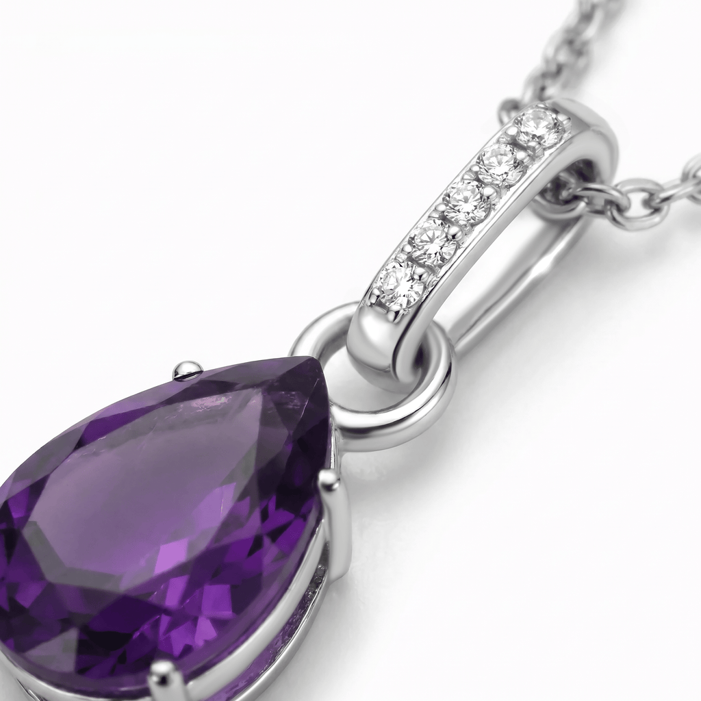 Fine Amethyst Lab Diamond Necklace Sway - February Birthstone