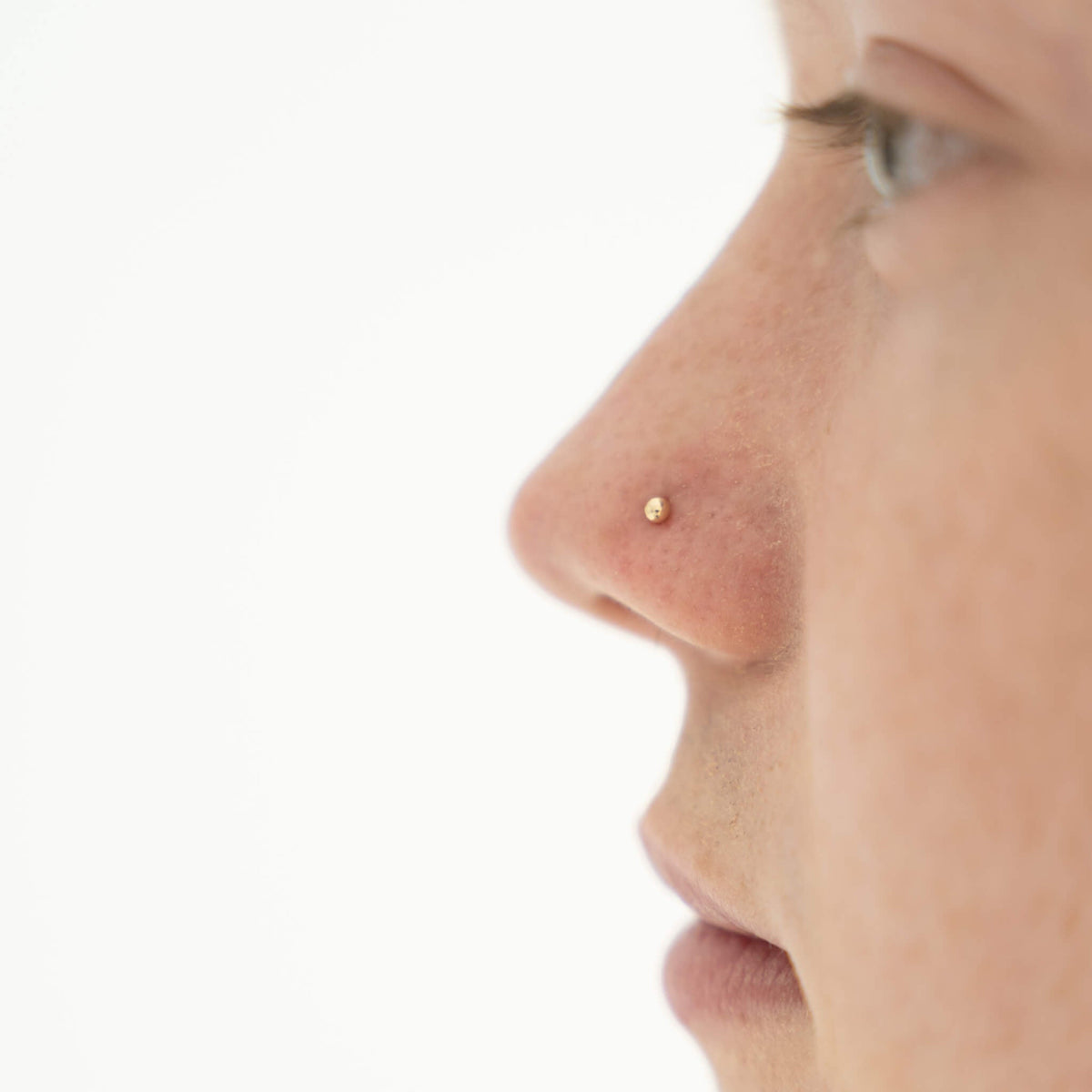 Tiny Secret Stud L-Shape Nose Ring in 14k Gold