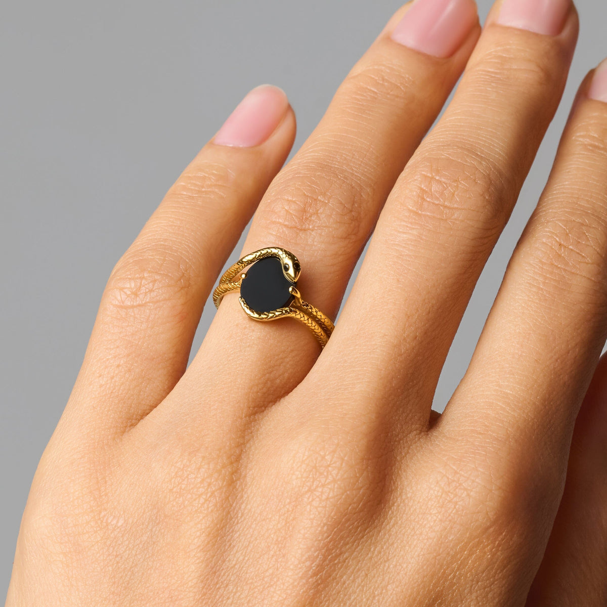 Black Onyx Black Diamond Ring - Serpent