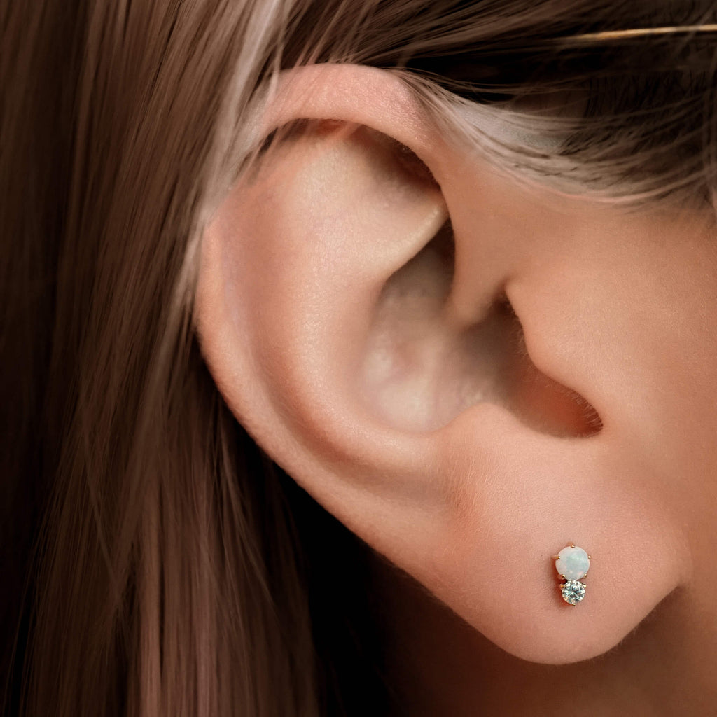 Wish and Hope Opal Push Pin Flat Back Earring